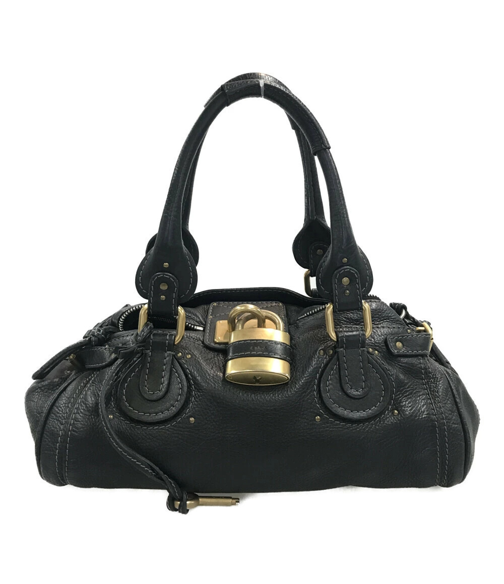 Chloe Paddington Satchel Bag Padlock Dual Rolled Black